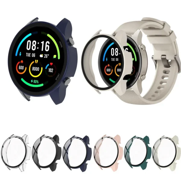 Hard Edge Frame Glass Screen Protector Case Shell For Xiaomi Mi Watch Smart Watch Color Sport Protective Film Cover Accessories
