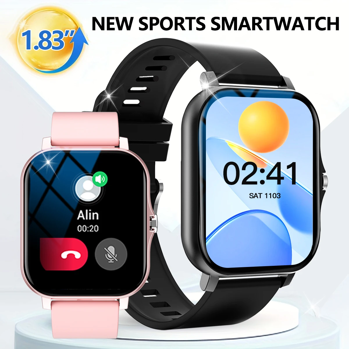 Outdoor sports smartwatch, wireless calling, information reminder, men's and women's multifunctional sports watch