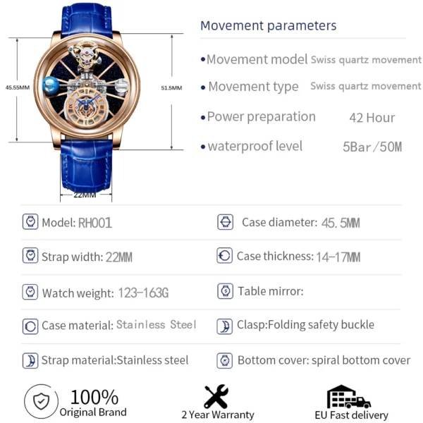 Montre Mens Watches Top Brand Luxury Jacob&Co Astronomia Solar Watch Jewellery Show Basel World Quartz Watch Relogio Masculino - Image 2