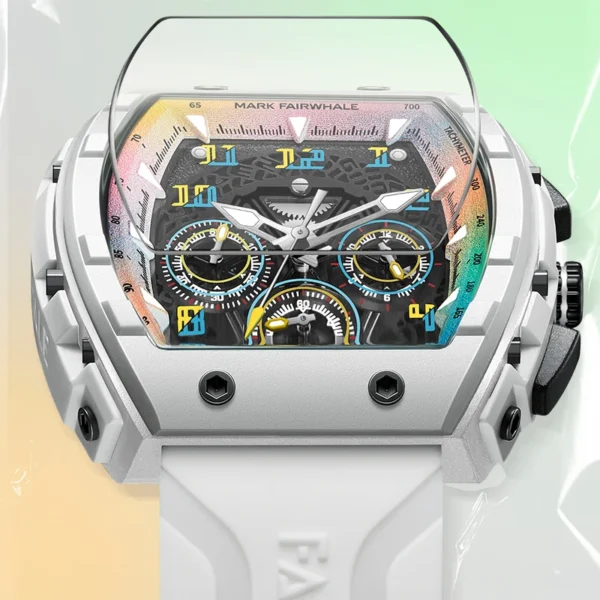 High End Wine Barrel Watch for Men 3 Eye Rubber Strap Top Quality Luxury Sport Multicolor Dial reloj hombre - Image 2