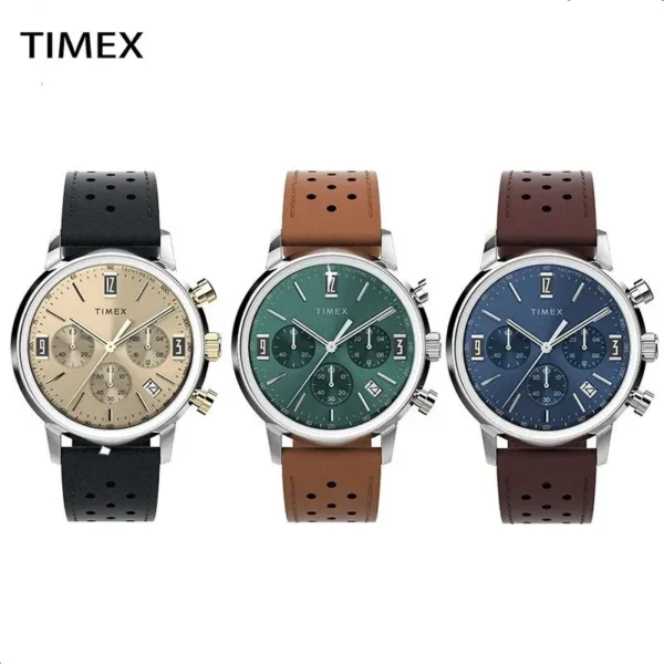 New Timex Men Watches Luxury Trend Quartz Calendar Waterproof Multi Function Fancy Round Watch Stainless Three Eyed Watch