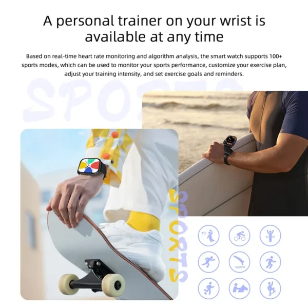 2024 New For Xiaomi Smart Watch Men Women Bluetooth Call Heart Rate Blood Oxygen Voice Assistant 100+Sports Man Smartwatch+Box - Image 4