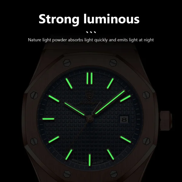 POEDAGAR Fashion Men's Watch Original Waterproof Stainless Steel Wristwatch Luminous Date Mineral Glass Date Trend Watch for Man - Image 6