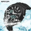 SANDA 6016 New Sports Casual Mens Watch Chronograph Running 50M Waterproof LED Noctilucent Dual Display Quartz Mens Watches - Image 2