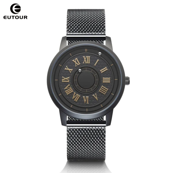 EUTOUR Men's Magnetic Watch, Analog Japanese Quartz Watch Ladies Watch Original Band 40mm Stainless Steel Strap