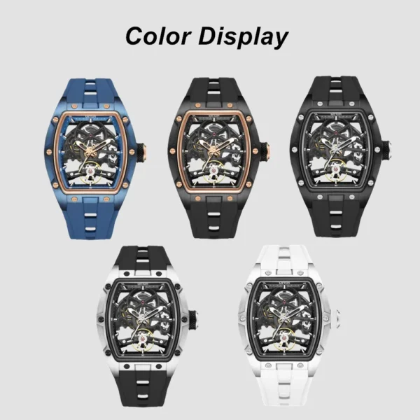 MEGIR Luxury Brand Sport Watch for Men Silicone Mechanical Watches Hollow Full Automatic Movement Luminous Wristwatch Clock 2242 - Image 6