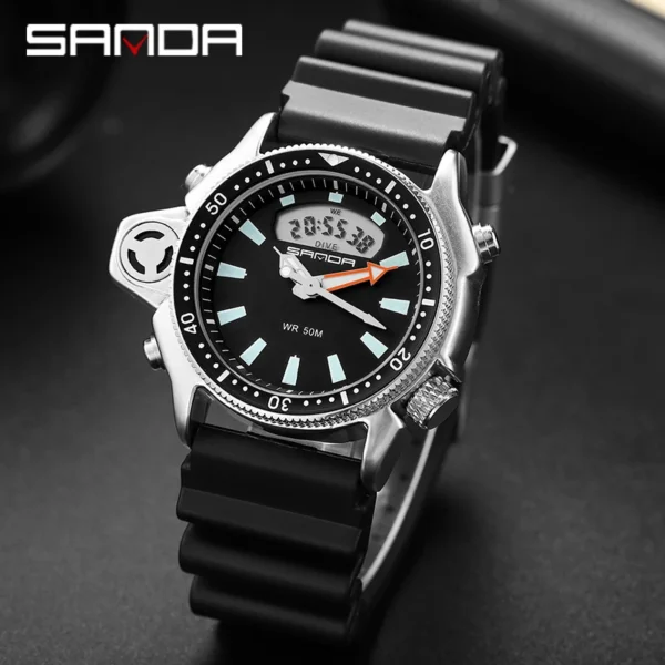 SANDA New Fashion Sport Men's Watch Casual Style Watches Men Military Quartz Wristwatch Diver Man Watches Relogio Masculino 3008 - Image 4
