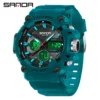 SANDA Men's Sports Watch for Men Women Quartz Digital Dual Display Watches Shock Water Resistant Camping Wristwatch 5M6225