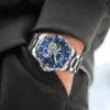 GLENAW Rotating Earth Double Second Hand WristWatch Men Automatic Mechanical Watch Starry Sky Stainless Steel Leather Watchband - Image 2