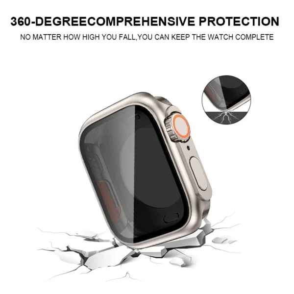 Privacy Tempered Glass+Waterproof Cover For Apple Watch Case 45mm 44mm 41mm 40mm Screen Protector for iwatch serie 9 8 7 6 SE 5 - Image 4