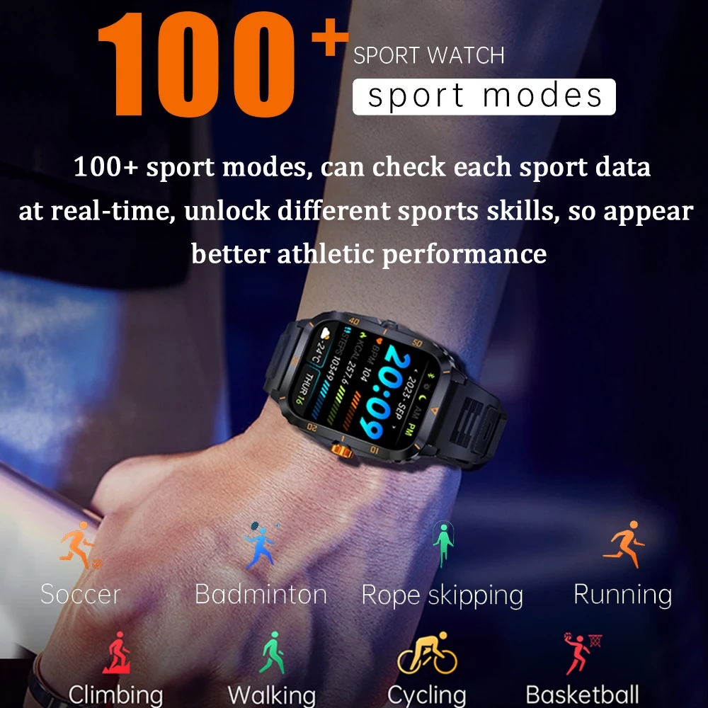GPS 3ATM Waterproof Outdoor Military Smartwatch Men Bluetooth Call Smart Watch Women Waterproof Sports Fitness Watches 2024 New - Image 4
