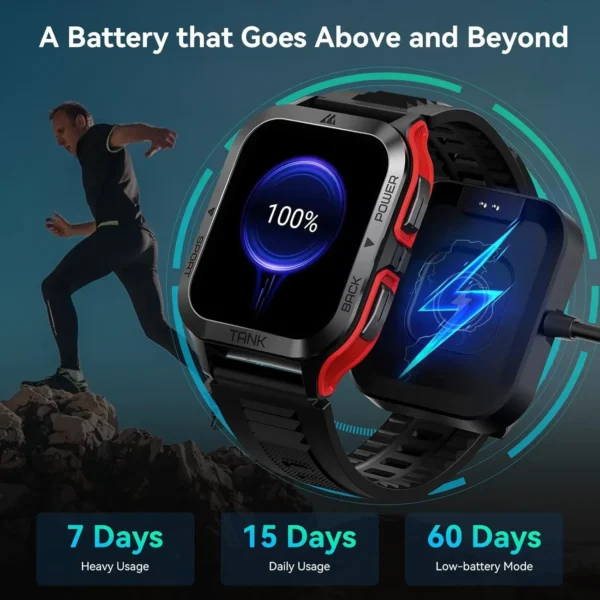 TICWRIS TANK M2 Smart Watch For Men Military Watches IP69K 5ATM Waterproof 70 Sport Modes AI Voice Bluetooth Smartwatch Women - Image 4