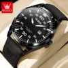 OLEVS Fashion Brand Business Men's Watches Leather strap Digital scale Calendar Quartz Watch Waterproof Trend Male Wristwatch