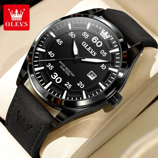 OLEVS Fashion Brand Business Men's Watches Leather strap Digital scale Calendar Quartz Watch Waterproof Trend Male Wristwatch