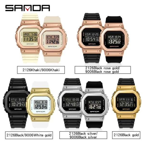 SANDA New Luxury LED Electronic Digital Watch Fashion Casual Women's Watches Ladies Clock Male Wristwatch Relogio Feminino 2126 - Image 5