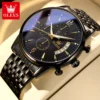 OLEVS Men's Watches Classics Three Small Dial Original Quartz Watch for Man Waterproof Stainless Luminous Date Fashion Trend - Image 3