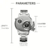 YIKAZE Luxury Quartz Men's Watches Punk Style Dual Dial Business Men Wristwatch Stainless Steel Strap Waterproof Military Watch - Image 6