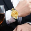 Luxury Gold Quartz Watch Waterproof Men's Watch 38mm Stainless Steel Automatic Date Luminous Hand Relogio Masculino - Image 5