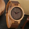 Vintage Wooden Black/Coffee/Green Dial Natural Bamboo Wood Watch for Men Leather Wooden Clock Male Hour Top Gift Reloj de madera - Image 2