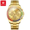 Watches For Men OLEVS Original Rainbow Gem Light Luxury Series Quartz Watch Waterproof Steel Strap Men's Watch New - Image 3
