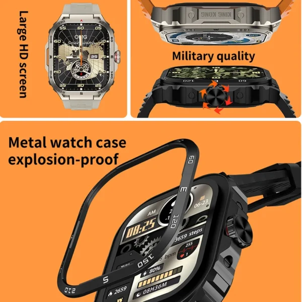 New 2.01inch full touch Smartwatch for men Android Xiaomi Blood Pressure Oxygen Fitness Watch Waterproof military smartwatch - Image 3