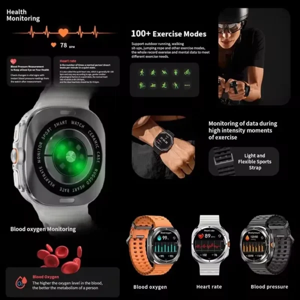 DT Watch Ultra 47mm 32Gb Memory Local Music Bluetooth Call Compass 3D Menu Bluetooth Smart Watch For Samsung For Men Women 2024 - Image 5
