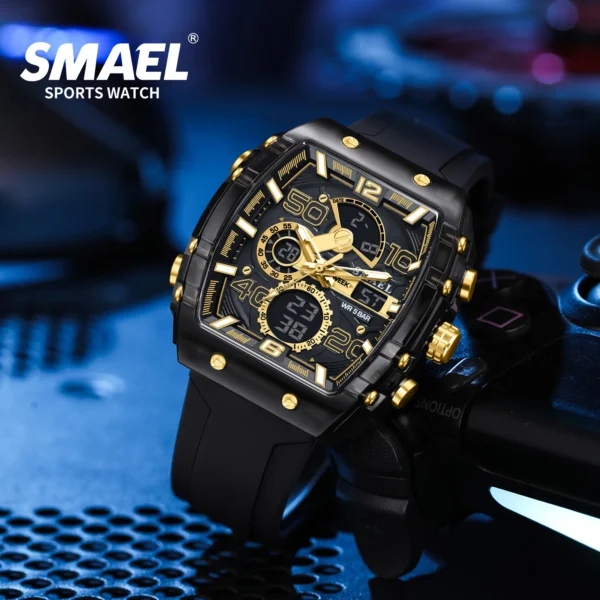 SMAEL 8109 New Men's Watch Multifunctional Sports 50M Waterproof Dual Display LED Night Light Leisure Student Electronic Watch - Image 2