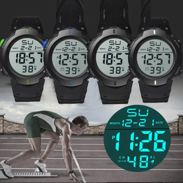 Men Sport LED Watches Top Brand Men Digital Clock Multi-Functional Rubber Man Fitnes Athlete Timekeeping Electronic Watch Reloj - Image 3