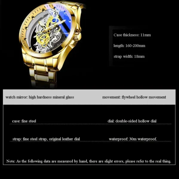 2024 New Men Watch Skeleton Quartz Wristwatch Gold Skeleton Retro Man Watch Top Brand Luxury Clock Mens Watches Reloj Hombre - Image 6