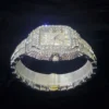 Luxury Diamond Watch for Men Hip Hop Style Bling Bling Iced Out Wristwatch Fashion Square Stainless Steel Waterproof Clock 2024 - Image 4
