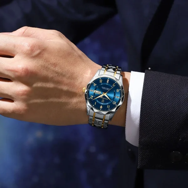 POEDAGAR Luxury Men Quartz Watch Waterproof Date Week Luminous Wristwatch Stainless Steel Men's Watches Male Clock Sports Reloj - Image 5