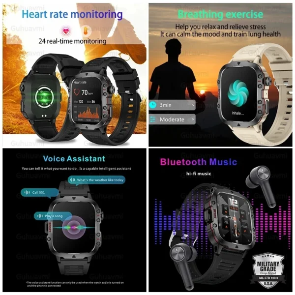 2024 New Full Touch Smart Watch Men For Android Xiaomi Blood Pressure Oxygen Fitness Watch 5 Atm Waterproof Military SmartWatch - Image 4