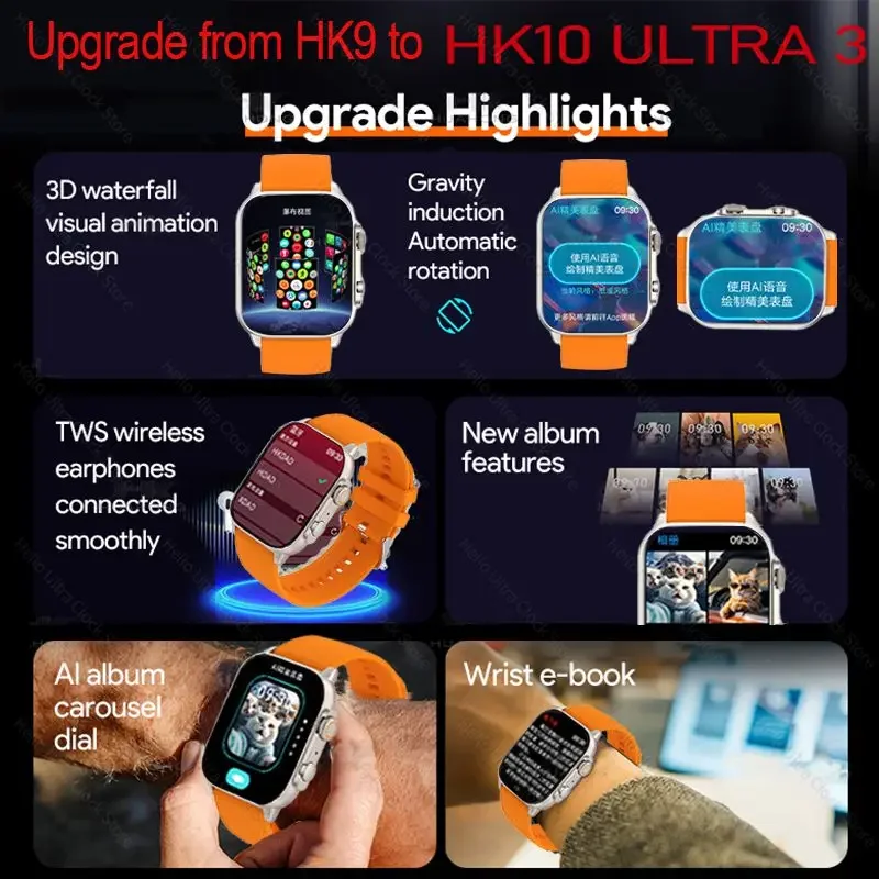 New HK10 ULTRA 3 WiFi Smartwatch 2024 49mm AMOLED 4G ROM Tiktok ChatGPT NFC Compass Clock Bluetooth Call Smart Watch Men Women - Image 4