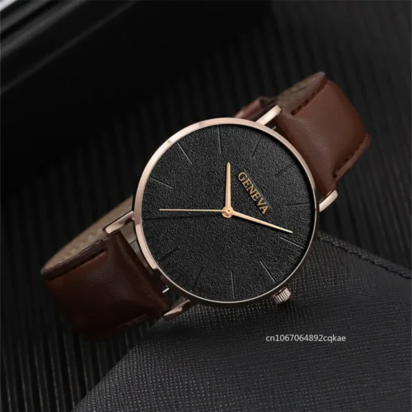 New Men Watch Luxury Bracelet Set Fashion Business Brown Leather Quartz Wrist Watches for Men Gift Set Relogio Masculino NO BOX - Image 4