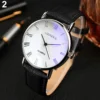 Classic Vintage Geneva Watch for Men, Analog Business Quartz Wristwatch, Roman Numerals, Blu-Ray, Faux Leather Band - Image 5