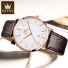 OLEVS Luxury Quartz Watch for Men Ultra Thin 6.5mm Minimalist Waterproof Date Bussiness Watch Fashion Leather Strap Men's Watch - Image 3