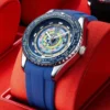 FAIRWHALE Mens Watch Fashion Automatic Date Rainbow Quartz Watches for Men Sports Silicone Strap Blue Wristwatch Reloj Hombre