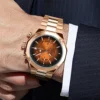 SAPPHERO Rose gold Watch Mens Watch Luxury Stainless Steel Quartz Watch Business Waterproof Luminous Calendar Wristwatch - Image 6