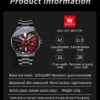 OLEVS 9937 Quartz Watch for Men 3D Hollow Wheel Rotary Dial Luminous Black Stainless Steel Top Brand Fashion Sports Wristwatches - Image 6