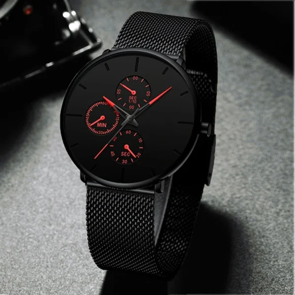 2024 Mens Luxury Watches for Men Business Casual Ultra Thin Clock Male Stainless Steel Mesh Belt Quartz Watch relogio masculino - Image 5