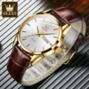 OLEVS Top Brand Quartz Watch for Men 6898 Leather Strap Waterproof Wristwatch Date Week Display Popular Casual Dress Men Watch - Image 3