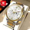 OLEVS Men's Watches Classics Three Small Dial Original Quartz Watch for Man Waterproof Stainless Luminous Date Fashion Trend - Image 4