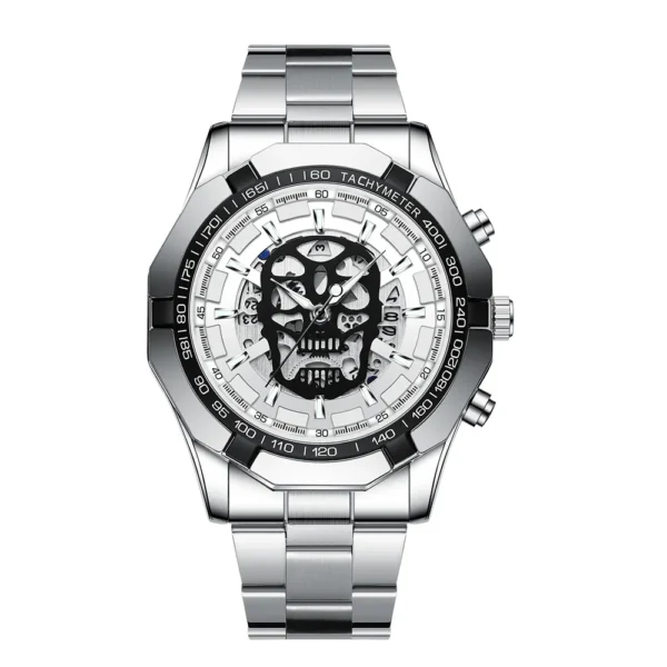 Mens Watch Quartz Top Luxury Stainless Steel Wristwatch 30M Waterproof Fashion Skeleton Dial Clock Auto Date Watch for Man - Image 5