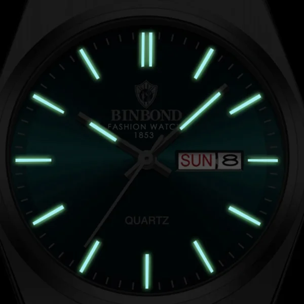 BINBOND Fashion New Men Business Watch Leisure Quartz Stainless Steel Buckle Watches Waterproof Luminous Calendar Men's Watches - Image 4