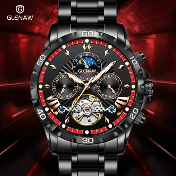 2023 New GLENAW Original Design Men's Automatic Mechanical Watch Leisure Fashion Nightlight Date Watch Waterproof Nightlight+Box - Image 2