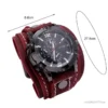 Retro Mens Quartz Watch Round Dial Precise Adjustable Cool Birthday Gift Universal Handmade Sewing Faux Leather Strap Watch - Image 6