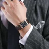 New Fashion Watch Designer Rectangle Dial Quartz Watch for Men Casual Leather Strap Luxury Business Wristwatch Relogio Masculino - Image 4