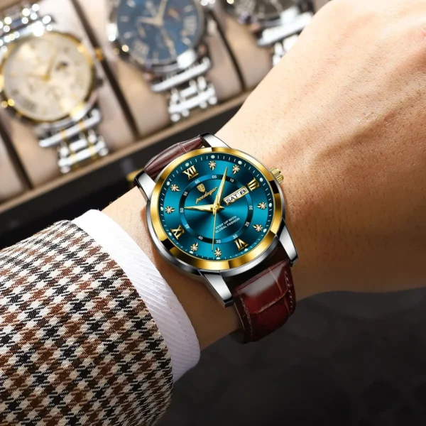 POEDAGAR Luxury Man Wristwatch Waterproof Luminous Date Week Leather Watch For Men Sports Quartz Men's Watches Male Clock Reloj - Image 6