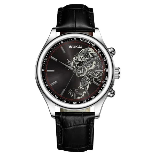 2023 New Fashion WOKAI Watch Men Tiger Watches Casual Leather Band Analog Quartz Wristwatches Men Montre Homme Reloj Hombre - Image 6