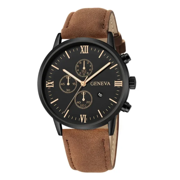 Geneva Watch Men Ultra Thin Watches Fashion Sport Leather Band Calendar Quartz Wristwatches Men Clearance Sale Dropshipping 2023 - Image 5